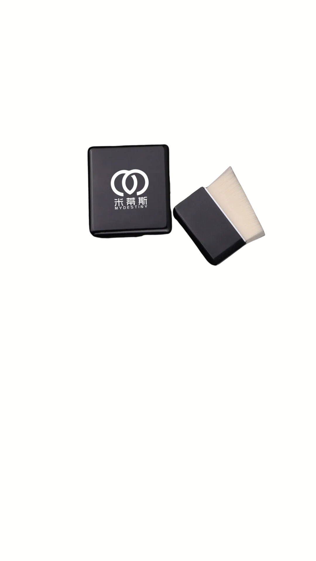 Custom makeup brush. Small black box portable foundation brush Synthetic hair PVC plastic handle
