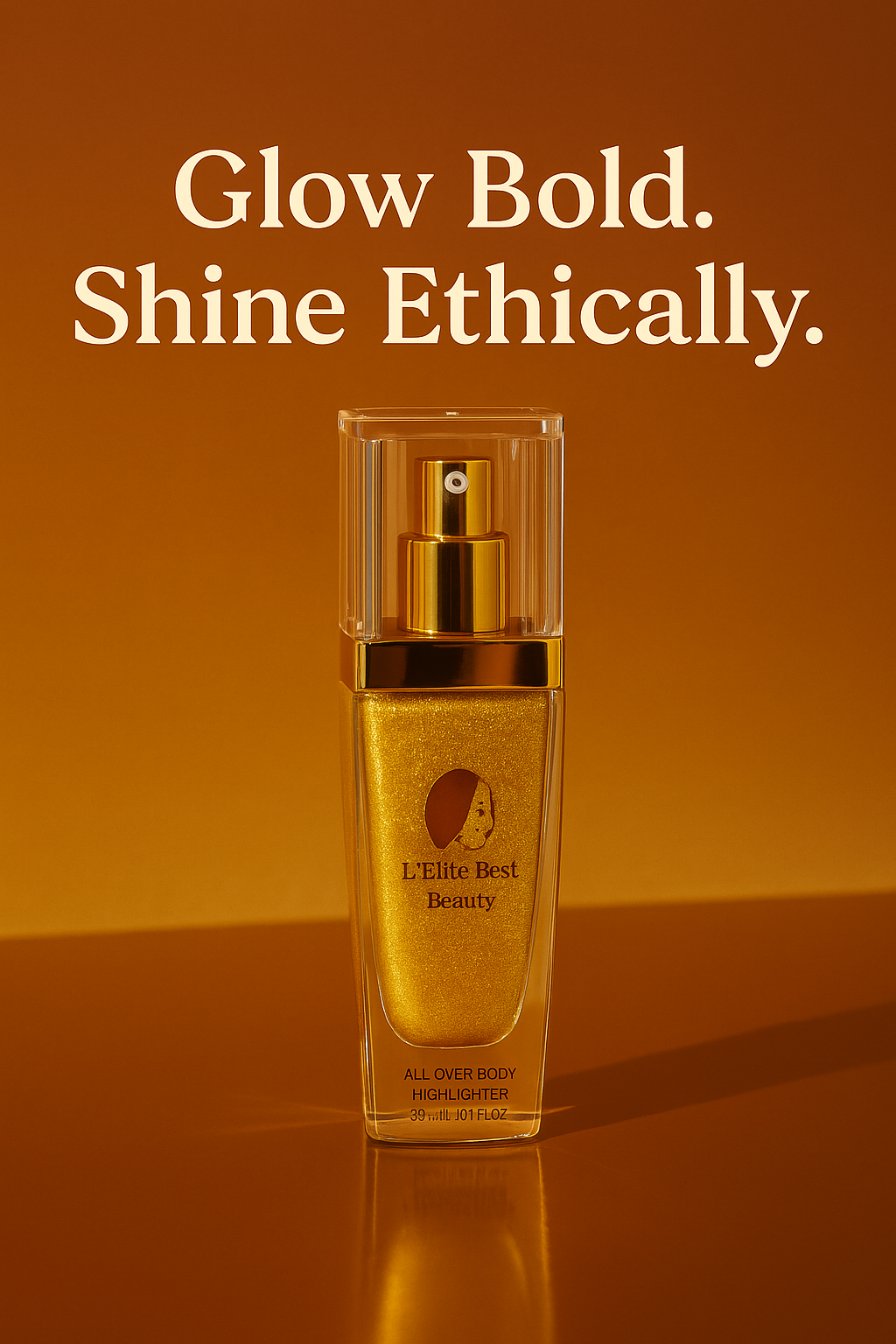 Rose Gold Shimmer Vegan Diamond Highlighter Spray  Custom Liquid Glow for Body &amp; Face – 100% Cruelty-Free Luxury